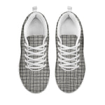 Grey Windowpane Pattern Print White Sneakers