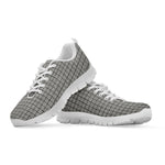 Grey Windowpane Pattern Print White Sneakers
