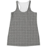 Grey Windowpane Pattern Print Women's Racerback Tank Top