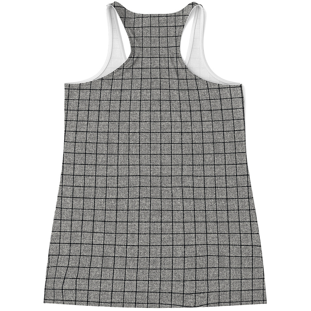 Grey Windowpane Pattern Print Women's Racerback Tank Top