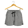 Grey Windowpane Pattern Print Women's Shorts
