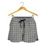 Grey Windowpane Pattern Print Women's Shorts