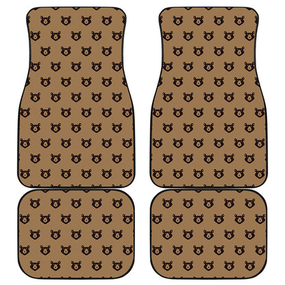 Grizzly Bear Pattern Print Front and Back Car Floor Mats