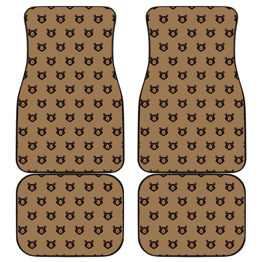 Grizzly Bear Pattern Print Front and Back Car Floor Mats