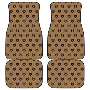 Grizzly Bear Pattern Print Front and Back Car Floor Mats