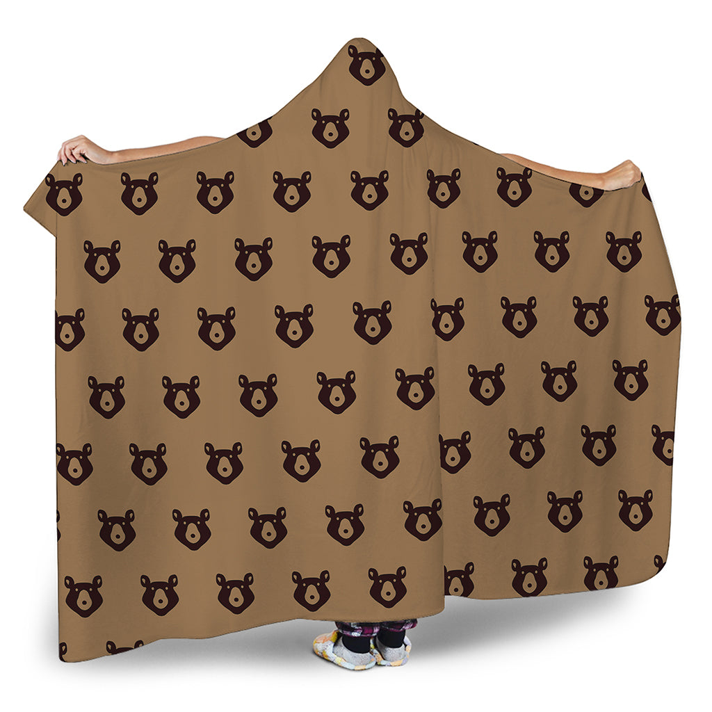 Grizzly Bear Pattern Print Hooded Blanket