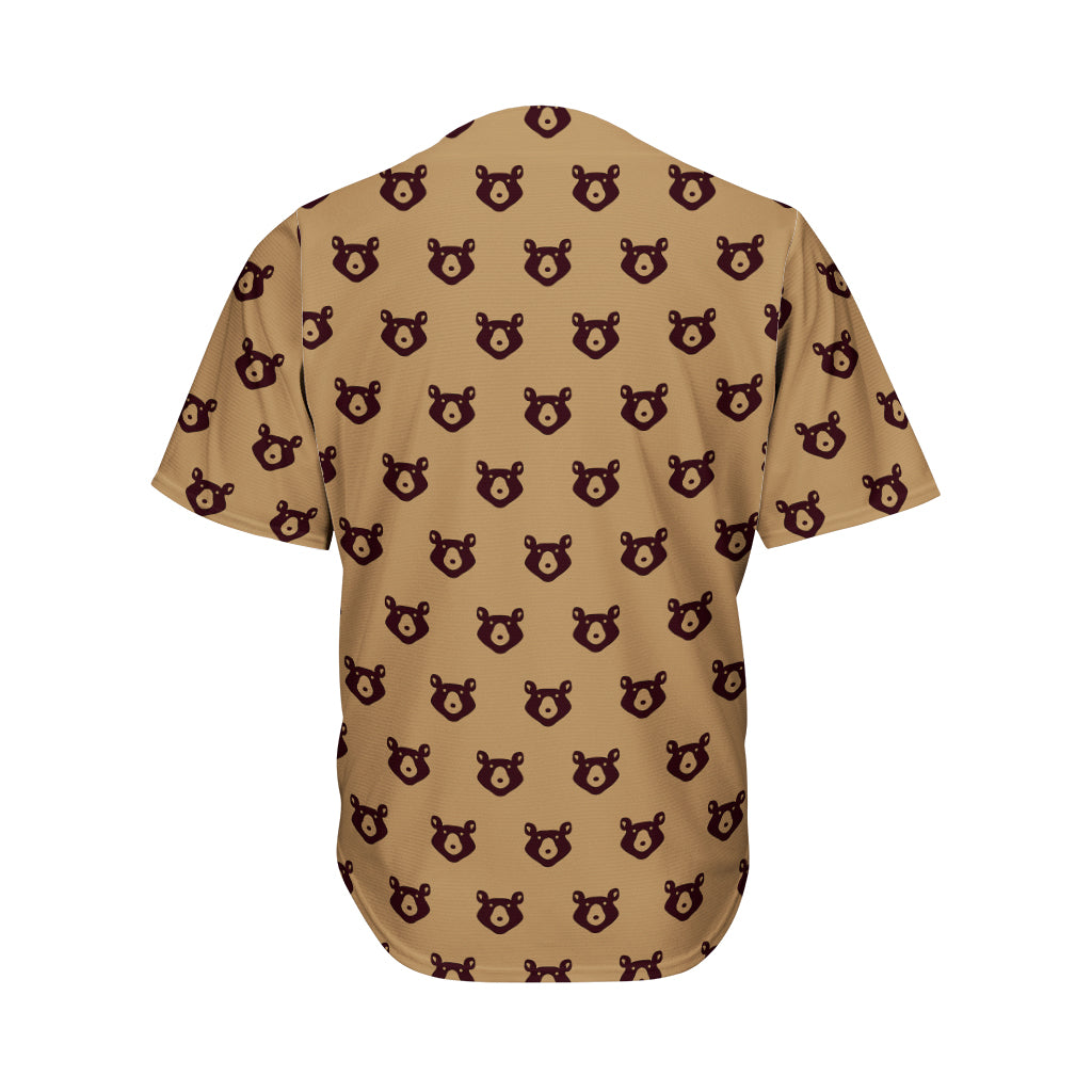 Grizzly Bear Pattern Print Men's Baseball Jersey