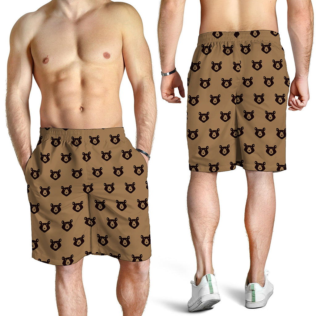 Grizzly Bear Pattern Print Men's Shorts