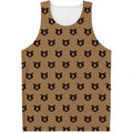 Grizzly Bear Pattern Print Men's Tank Top