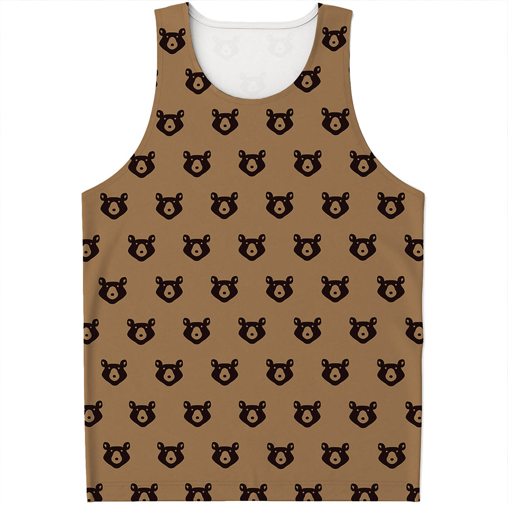 Grizzly Bear Pattern Print Men's Tank Top