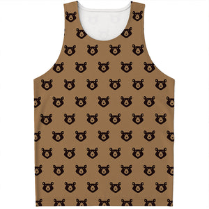 Grizzly Bear Pattern Print Men's Tank Top