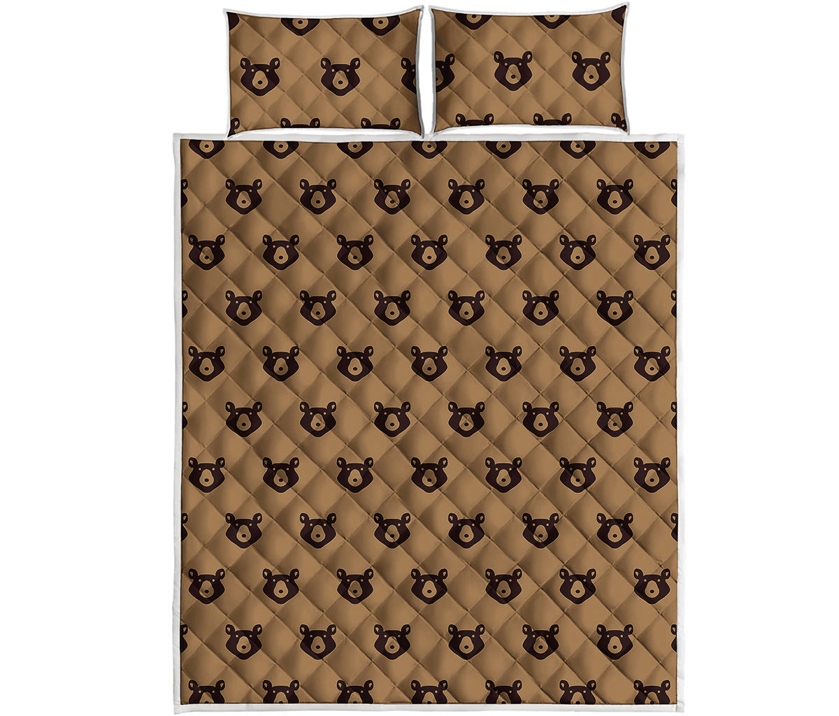 Grizzly Bear Pattern Print Quilt Bed Set