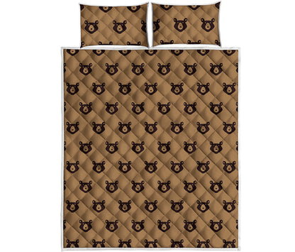 Grizzly Bear Pattern Print Quilt Bed Set