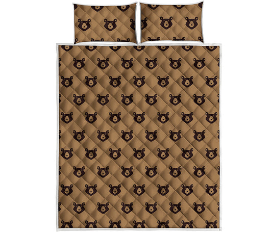 Grizzly Bear Pattern Print Quilt Bed Set