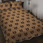 Grizzly Bear Pattern Print Quilt Bed Set