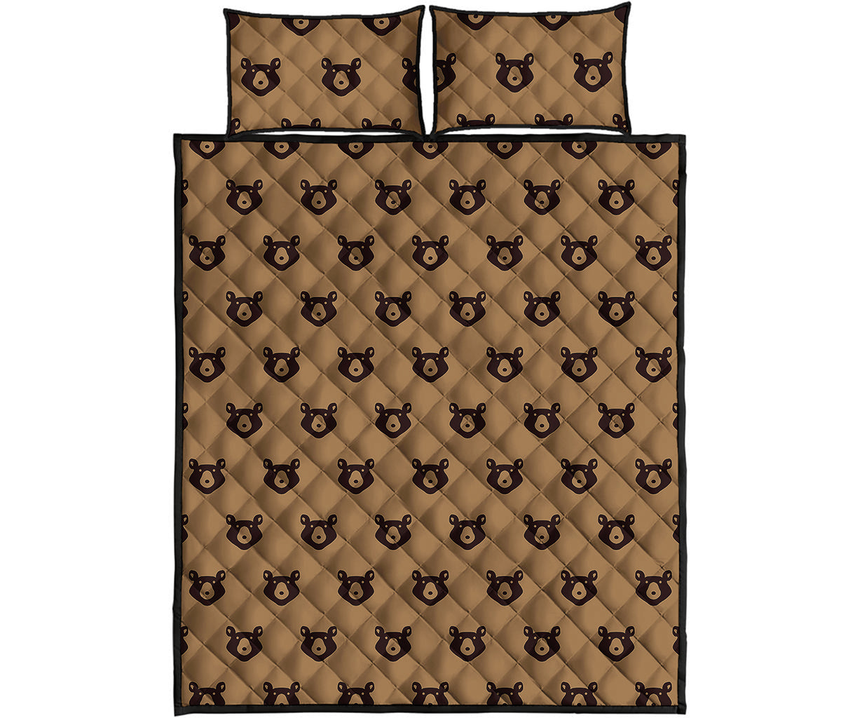 Grizzly Bear Pattern Print Quilt Bed Set