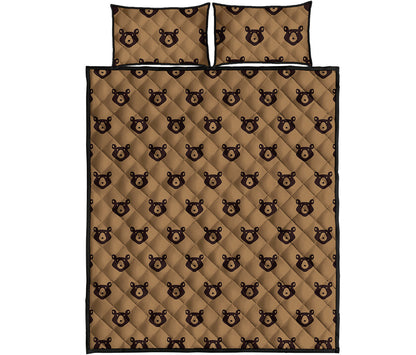 Grizzly Bear Pattern Print Quilt Bed Set