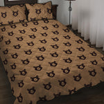 Grizzly Bear Pattern Print Quilt Bed Set