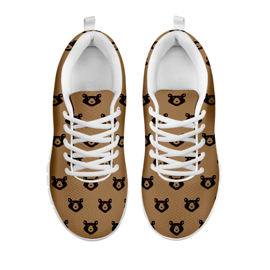 Grizzly Bear Pattern Print White Sneakers