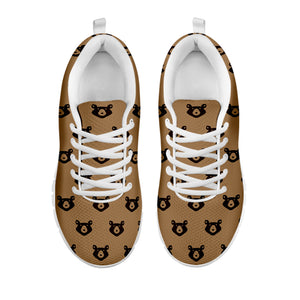 Grizzly Bear Pattern Print White Sneakers