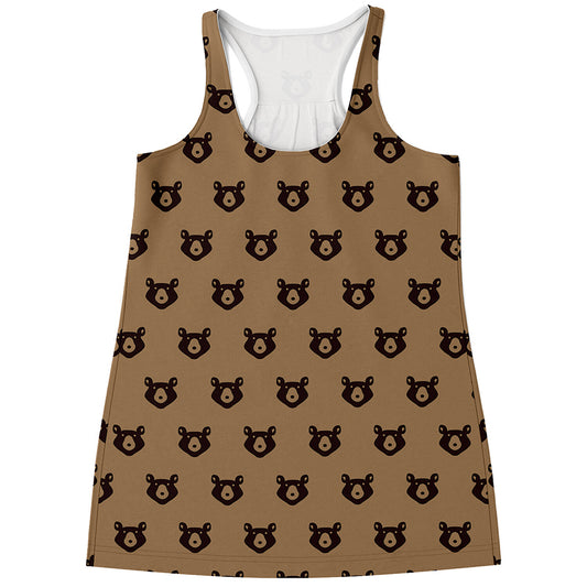 Grizzly Bear Pattern Print Women's Racerback Tank Top