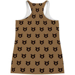 Grizzly Bear Pattern Print Women's Racerback Tank Top