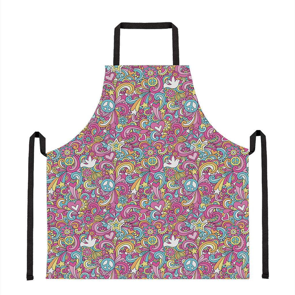Groovy Girly Peace Pattern Print Apron