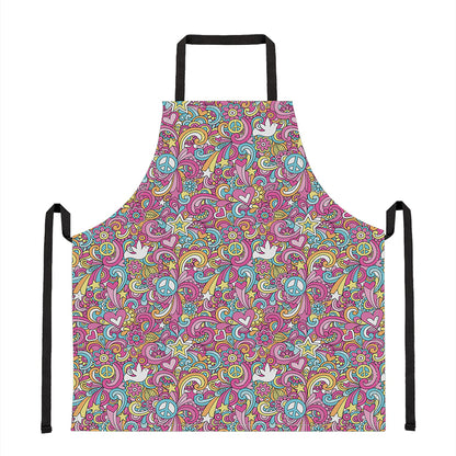 Groovy Girly Peace Pattern Print Apron