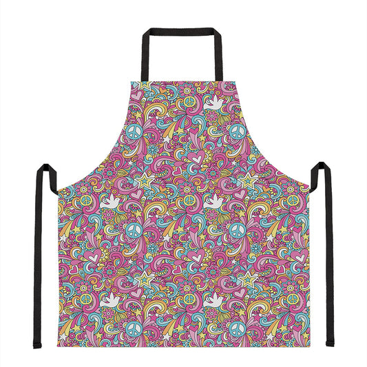 Groovy Girly Peace Pattern Print Apron