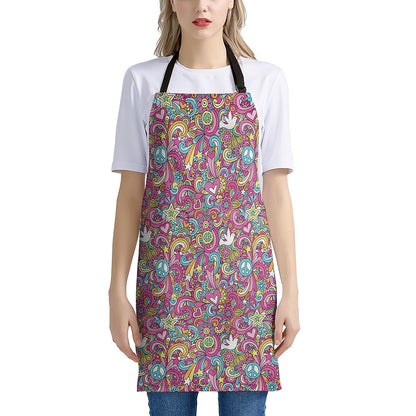 Groovy Girly Peace Pattern Print Apron