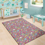 Groovy Girly Peace Pattern Print Area Rug