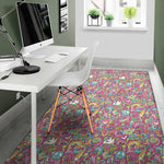 Groovy Girly Peace Pattern Print Area Rug