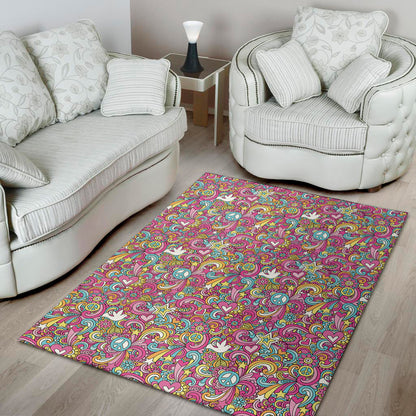 Groovy Girly Peace Pattern Print Area Rug