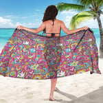 Groovy Girly Peace Pattern Print Beach Sarong Wrap
