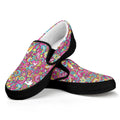Groovy Girly Peace Pattern Print Black Slip On Sneakers