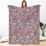 Groovy Girly Peace Pattern Print Blanket
