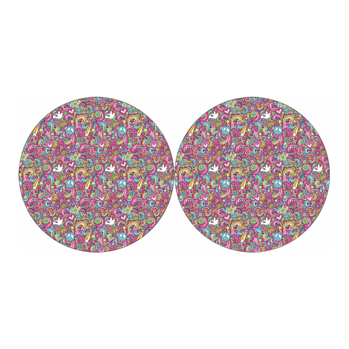 Groovy Girly Peace Pattern Print Car Coasters