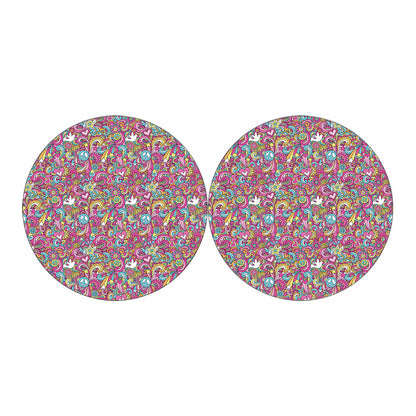 Groovy Girly Peace Pattern Print Car Coasters
