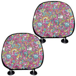 Groovy Girly Peace Pattern Print Car Headrest Covers