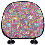 Groovy Girly Peace Pattern Print Car Headrest Covers