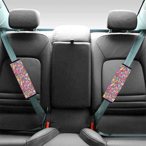 Groovy Girly Peace Pattern Print Car Seat Belt Covers