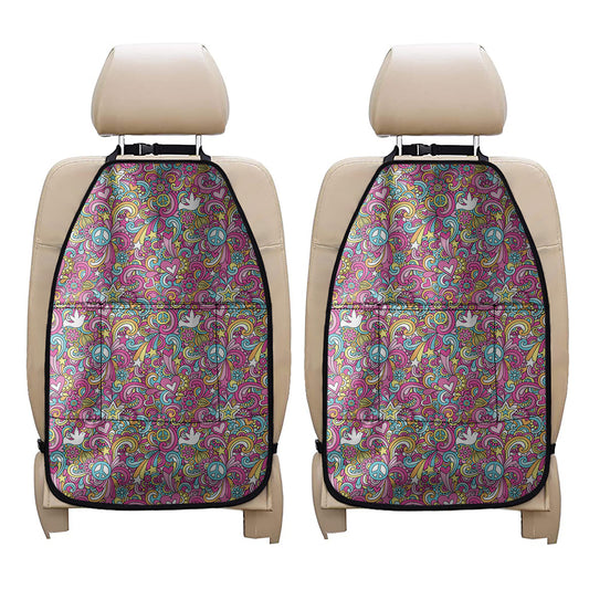 Groovy Girly Peace Pattern Print Car Seat Organizers