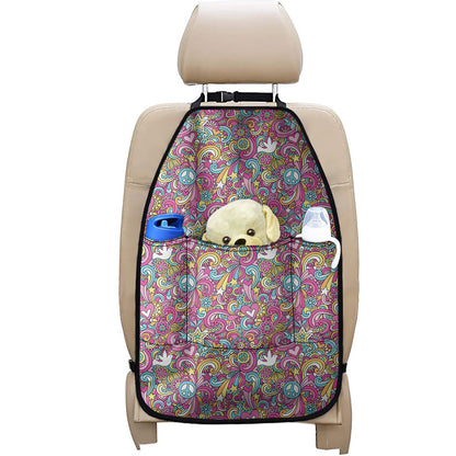 Groovy Girly Peace Pattern Print Car Seat Organizers