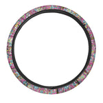 Groovy Girly Peace Pattern Print Car Steering Wheel Cover