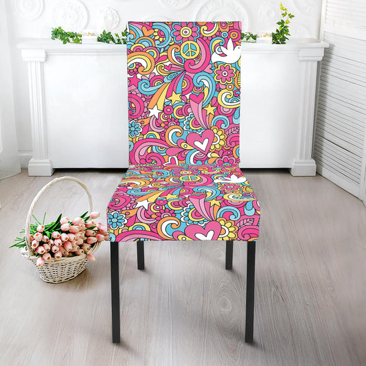 Groovy Girly Peace Pattern Print Dining Chair Slipcover