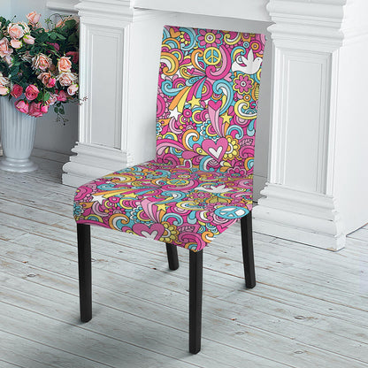 Groovy Girly Peace Pattern Print Dining Chair Slipcover