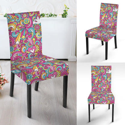 Groovy Girly Peace Pattern Print Dining Chair Slipcover