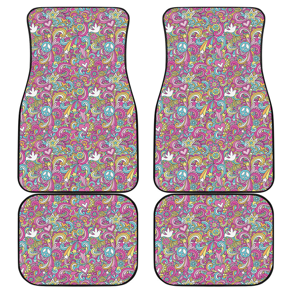 Groovy Girly Peace Pattern Print Front and Back Car Floor Mats