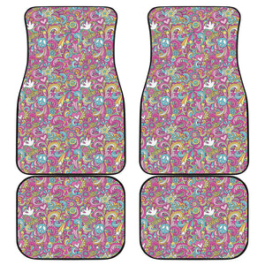 Groovy Girly Peace Pattern Print Front and Back Car Floor Mats