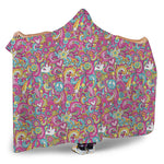 Groovy Girly Peace Pattern Print Hooded Blanket